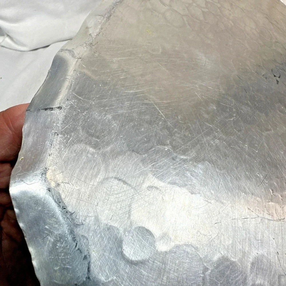Vintage Aluminum Tray  Forged Hammered Floral Design  Serving Tray  USA